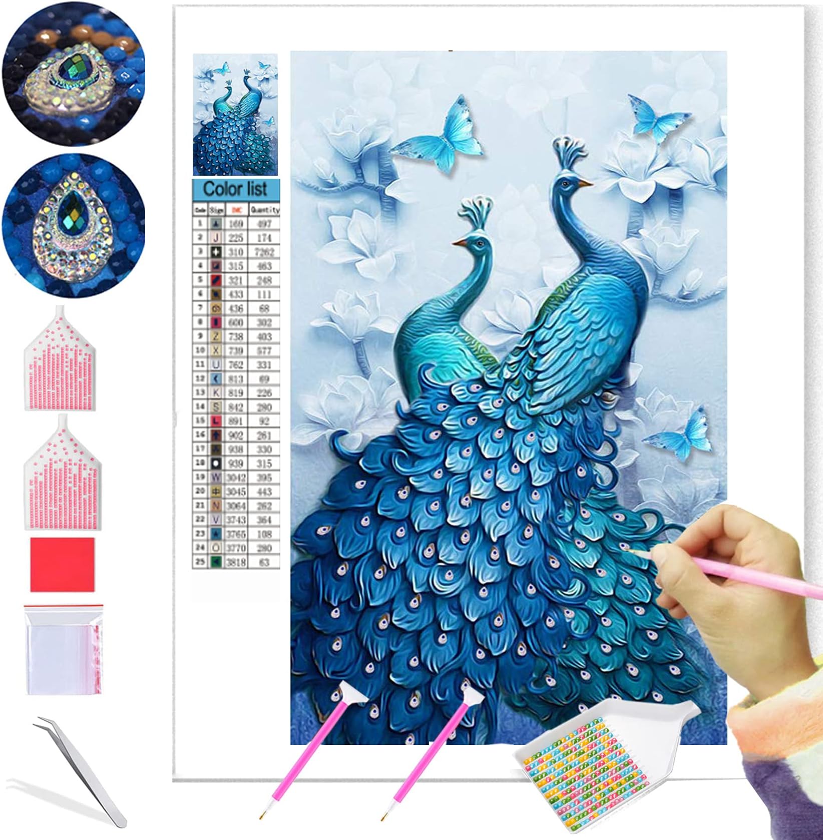 ANMUXI 5D Diamond Painting Kits for Adults 80X45CM Full AB Drill Diamond Art Paint with Diamonds DIY Painting Kit Peacocks Paint by Number with Gem Art