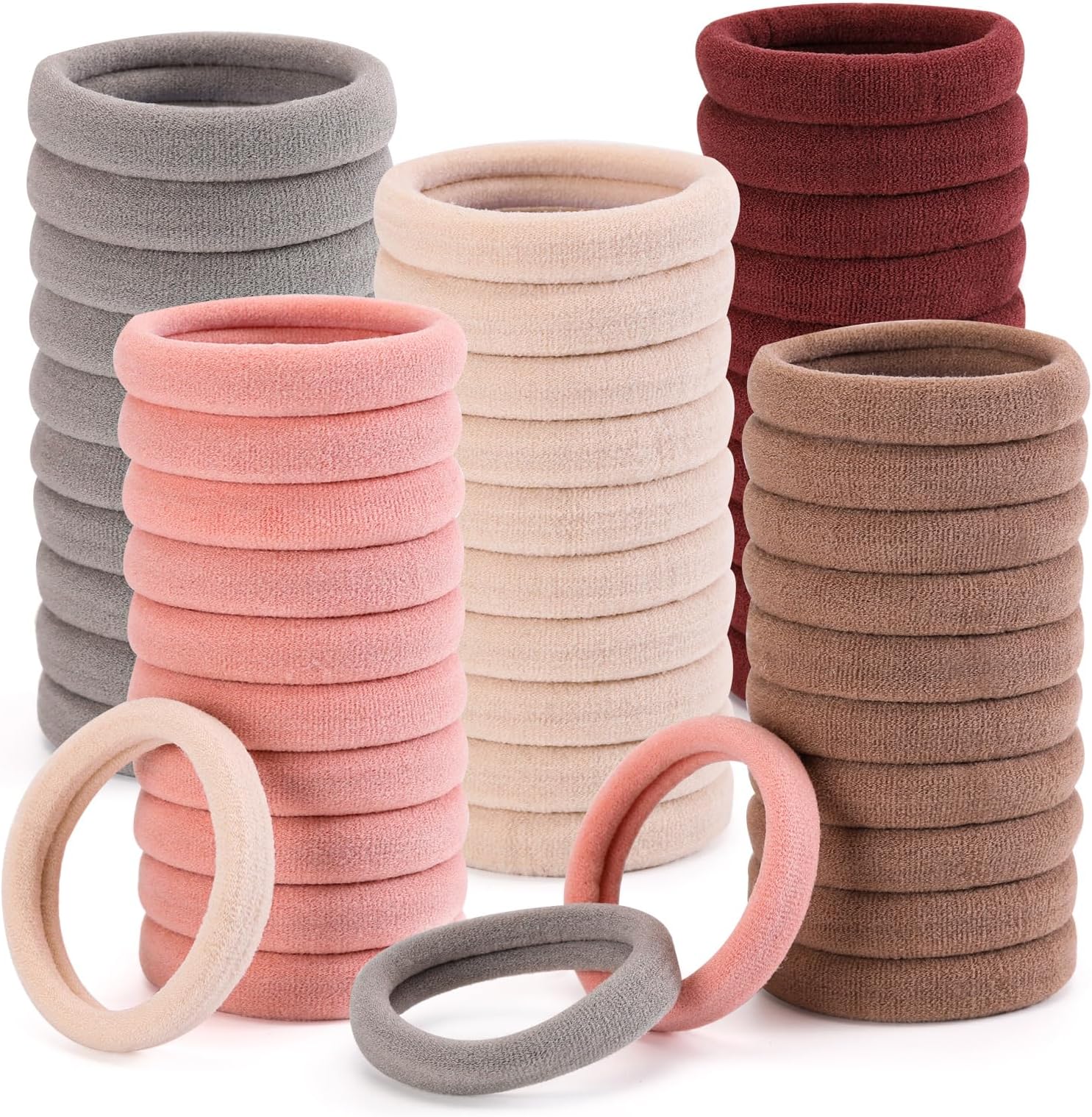 Bessrung 100 PCS Hair Ties, Soft Seamless Hair Bands for Thick Thin Hair, Ponytail Holders, Elastic Hair Ties for Women, Men, Girls, No Cease Nylon Hair Ties, No Damage Hair Accessories