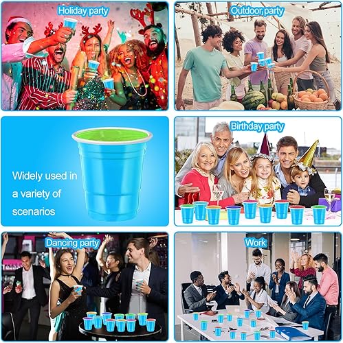 Miniatura 7 de 500 vasos de chupito de plástico de 2 onzas, vasos azules para fiesta, vasos azules de 2 onzas, desechables para beber, degustaciones servidas,