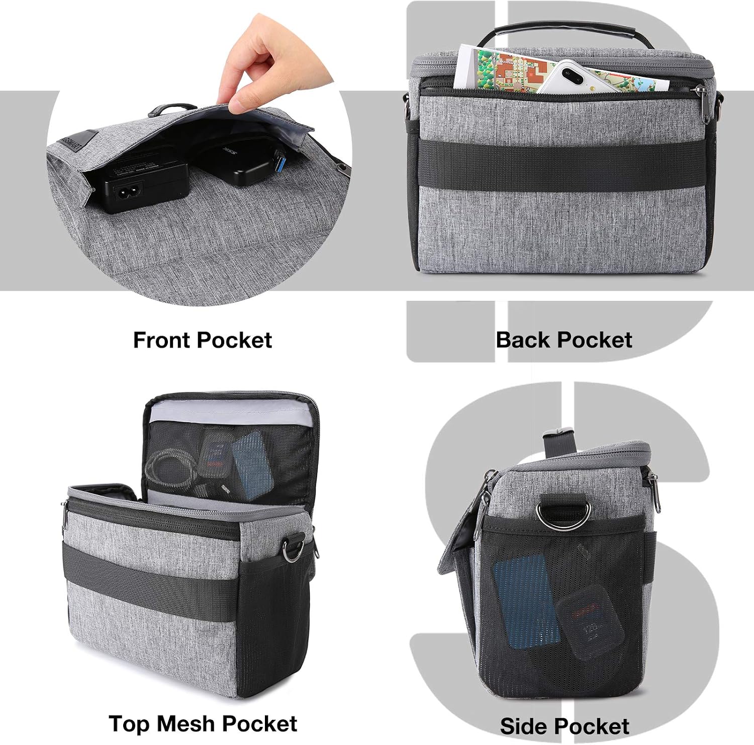 Blасk Frіdау 🔥 Camera Bag, BAGSMART DSLR Camera Case Water Resistant Camera Gadget Shoulder Bag for Men and Women, Gray