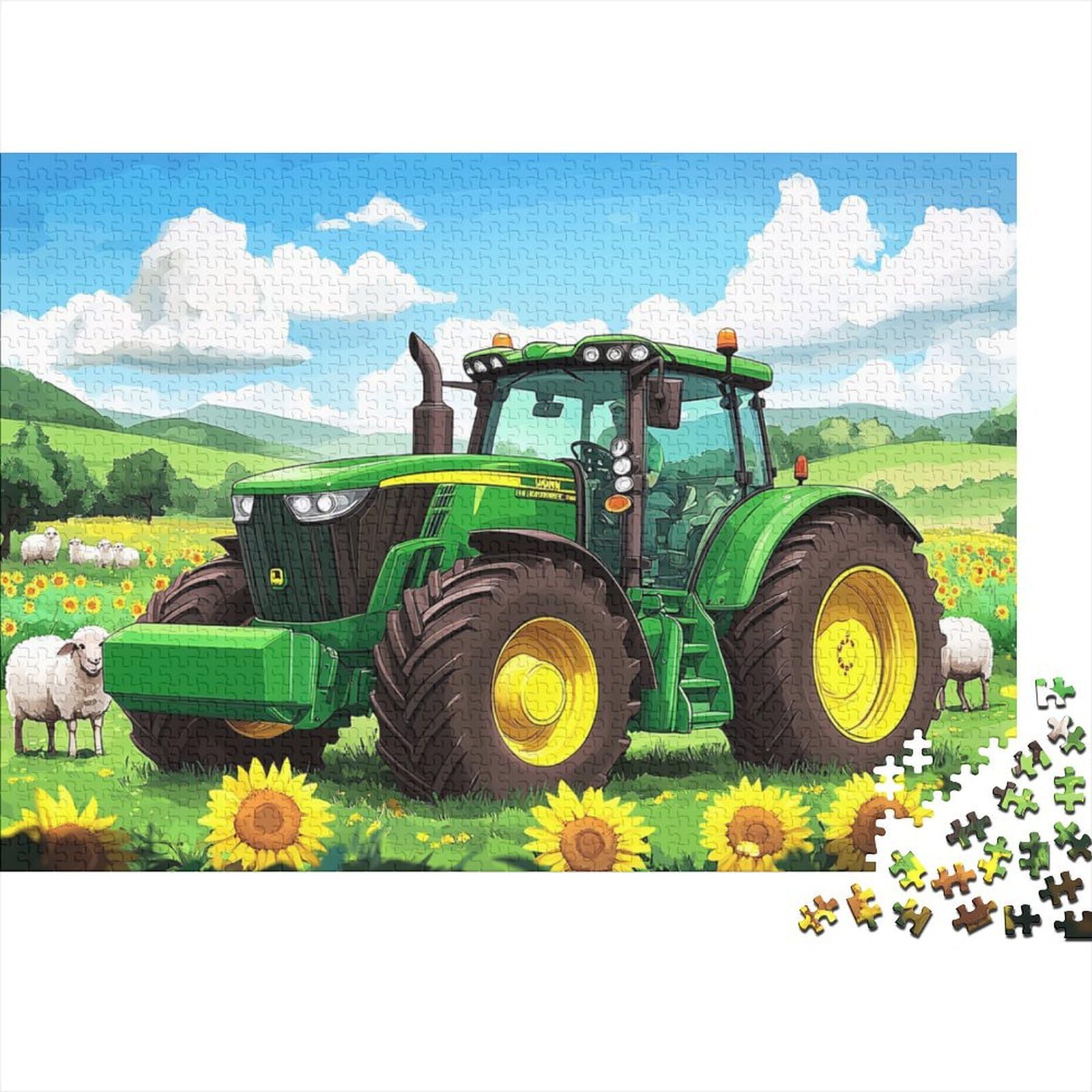 Tractor Farm Scene 1000 Pcs 3-Layer Cardboard Cartoon Rural Illustration Puzzle, Hard Challenge, Stress Relief, Wall Decor & Couple Gift 52x38cm/1000pcs