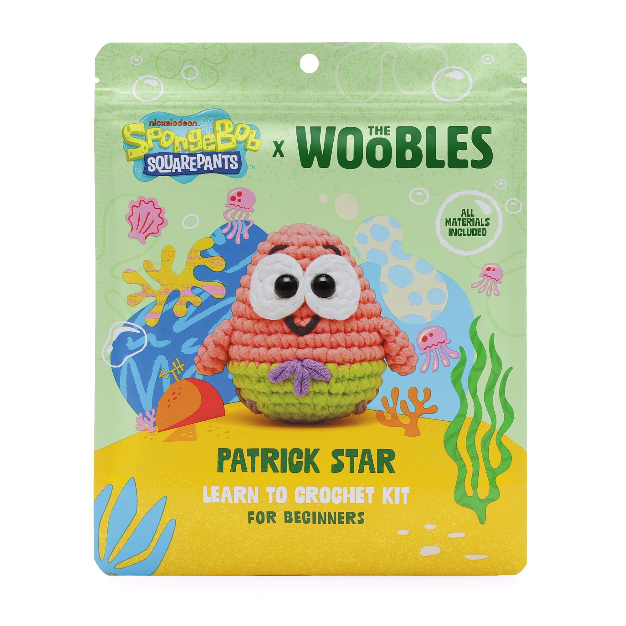 The Woobles Crochet Kit for Beginners – Spongebob Squarepants Craft Kit with Easy Peasy Yarn for Adults & Young Crafters, As Seen On Shark Tank, Step by Step Video Tutorials (Patrick Star) - 5