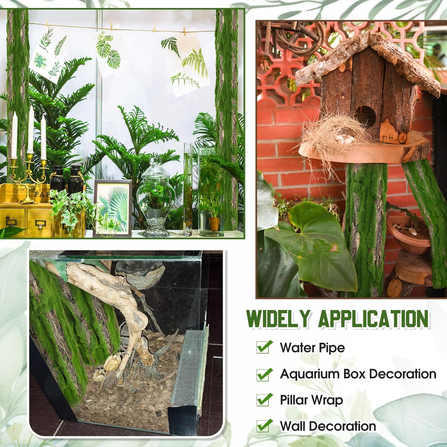 Suncalla 2 Packs Artificial Moss Bark 11.8 x 11.8 inches Tree Plants Bark DIY for Tree Collar Sewer Decoration Water Pipe Pillar Cover Indoor Wall Garden Decor