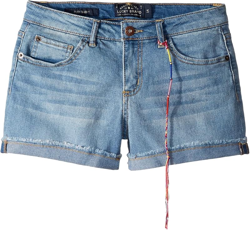 Lucky Brand Girls' Cuffed Jean Shorts, Stretch Denim with 5 Pockets, Mid to High Rise Waist