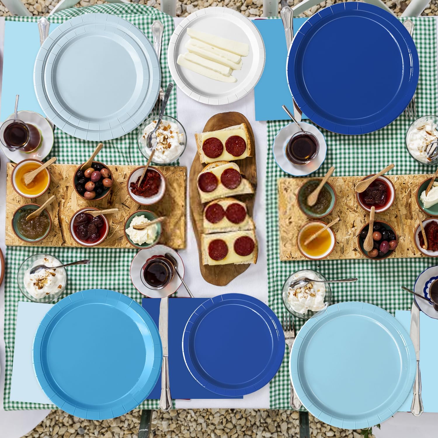 60 PCS Blue Paper Plates, Light Blue Plates and Napkins Party Supplies for Wedding Baby Shower Bridal Party Supplies Tableware Decor