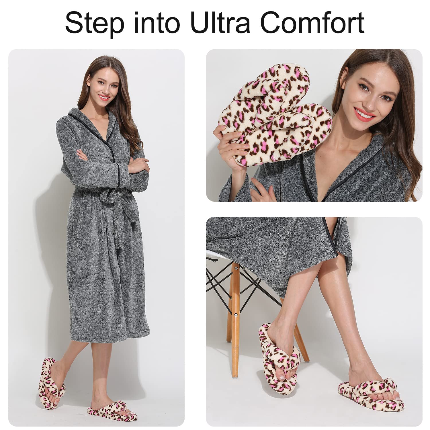 Pantofole da donna in pile corallo infradito da casa da donna