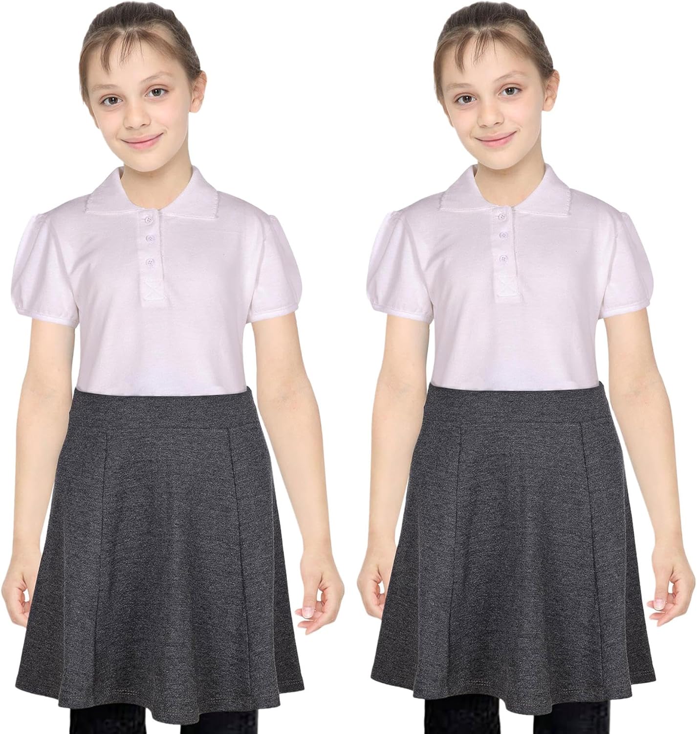 A2Z 4 Kids Girls School Uniform 2 Pack Skater Skirts Elasticated Waist Summer Lightweight School Wear Skirt Age 5-14 Years
