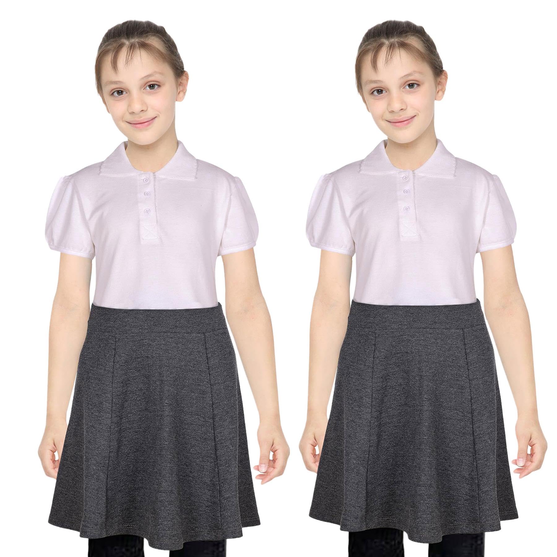 A2z 4 Kids Girls Grey Pack Of 2 Plain School Uniform Skater Skirts Knee Length - Uf Skirt 2 Pack 13-14