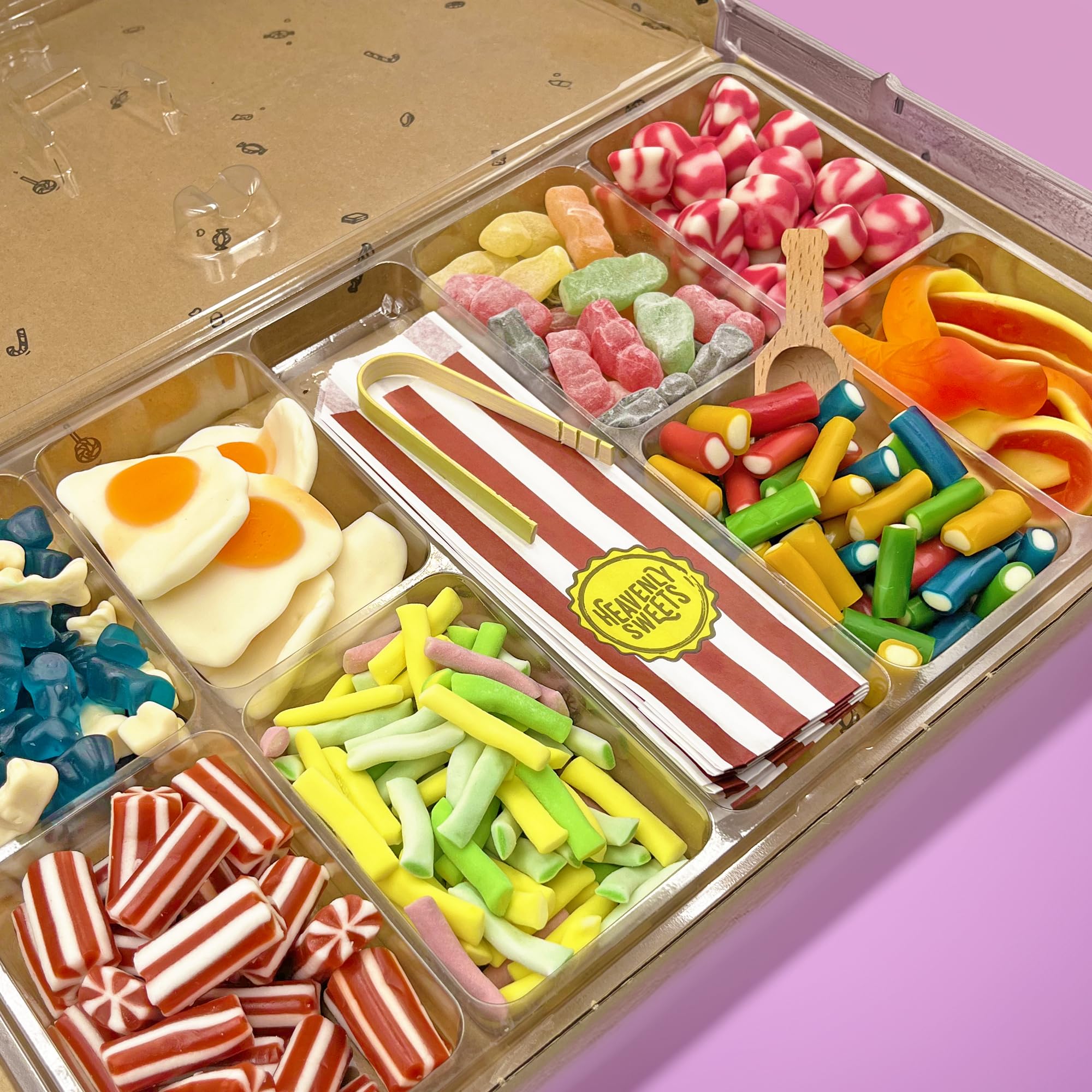 Heavenly Sweets | Grande Cesto Regalo di Caramelle Pick and Mix | 1,2kg Premium di Caramelle Gommose e Gelatinose | Assortimento per Compleanno, Festa del Papà, Festa Estiva | Selezione Pick & Mix