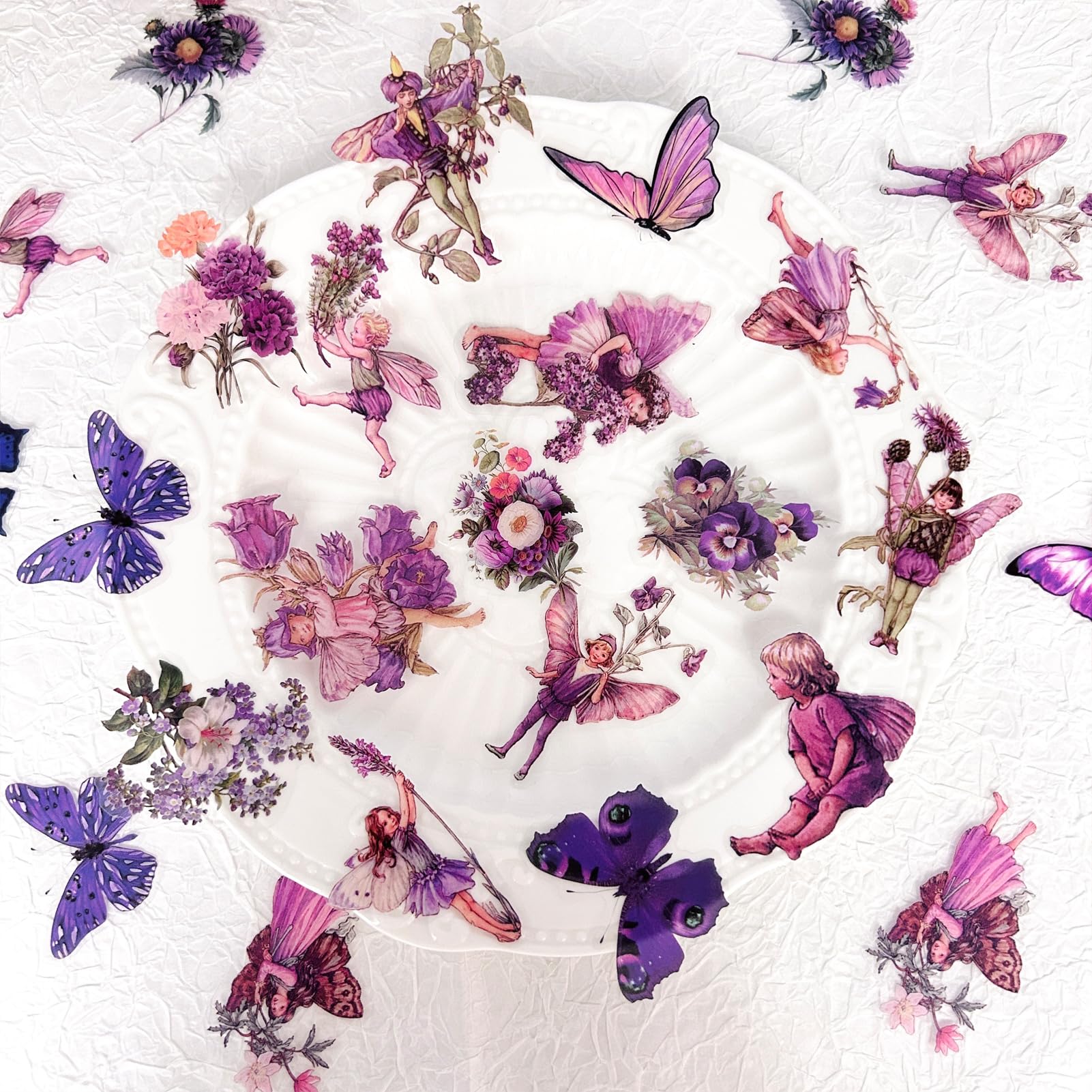 Juego de 160 pegatinas para álbumes de recortes, accesorios para niñas, vintage, flores, mariposas, hadas para álbum de fotos, álbumes de recortes, calendarios, manualidades, ordenador portátil (hada)