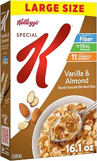 Kellogg's Special K Vanilla Almond Cereal - Crunchy High Fiber Breakfast with Real Almonds, Vitamins & Minerals, 16.1 oz Large Box