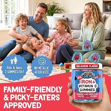Center-Filled Iron Gummies for Kids with 5-MTHF - Sugar-Free and Vitamin C