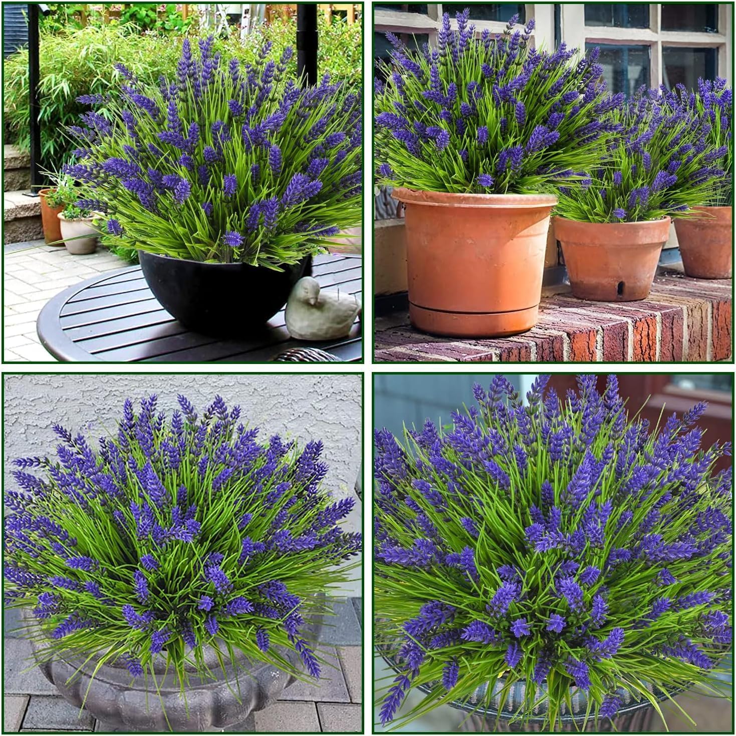 Artificial Plants Outdoor, 24PCS Lavender Artificial Flowers, UV Resistant Fake Flowers, Faux Flowers for Outdoor Planters for Home Garden Outside Porch Decor