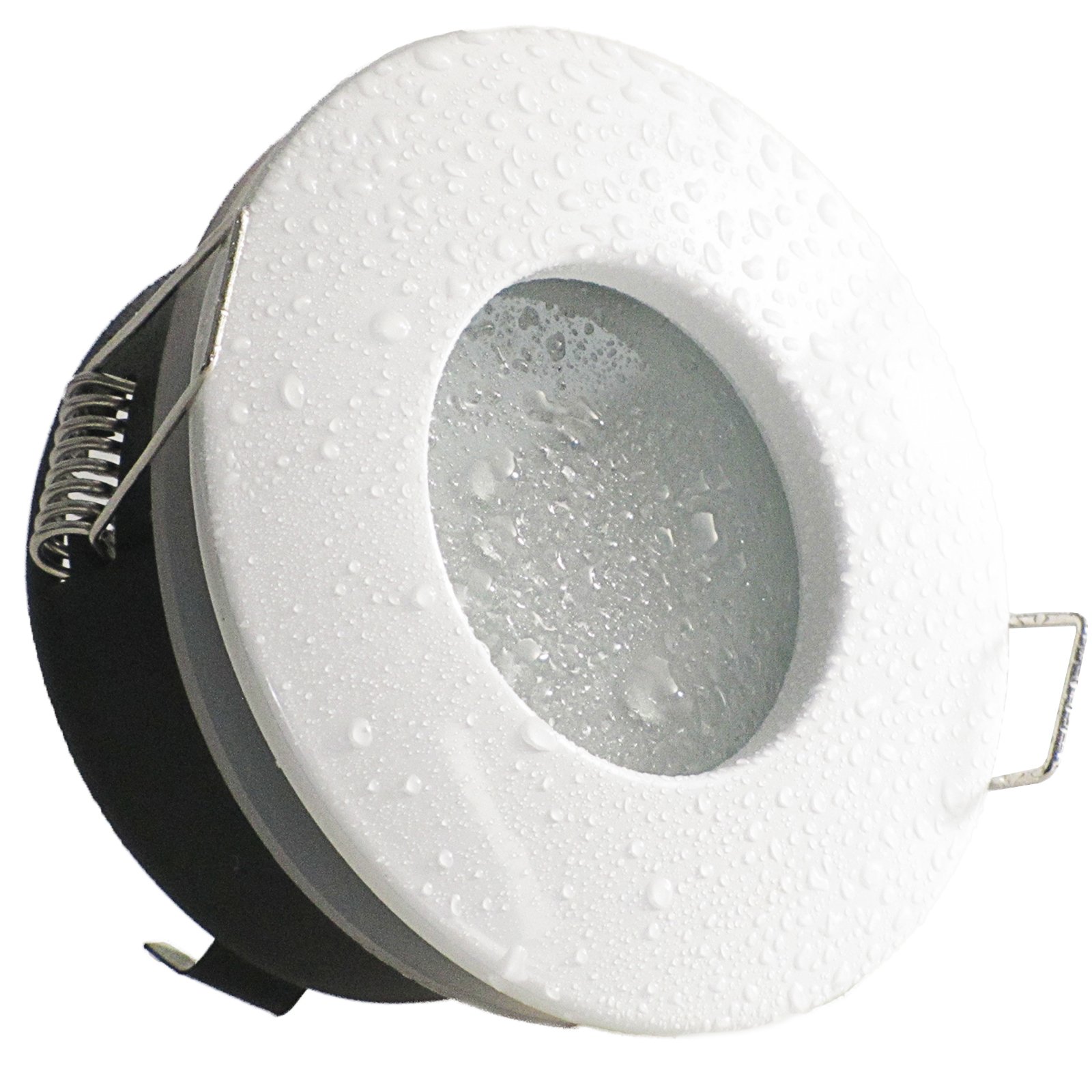 trendlights24 NAU LED Decken Einbaustrahler Bad IP65 5er Set 6W 12V & Trafo | Weiß, rund, Warmweiß, 3000k, Niedervolt, GU5.3, Spot, austauschbar, Einbauleuchte, Dusche, Feuchtraum, innen, außen