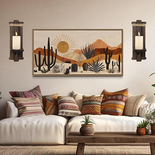 Miniatura 8 de Candelabros de madera de granja, 2 portavelas rústicos para montaje en pared para sala de estar, dormitorio, baño, pasillo, decoración de pared de