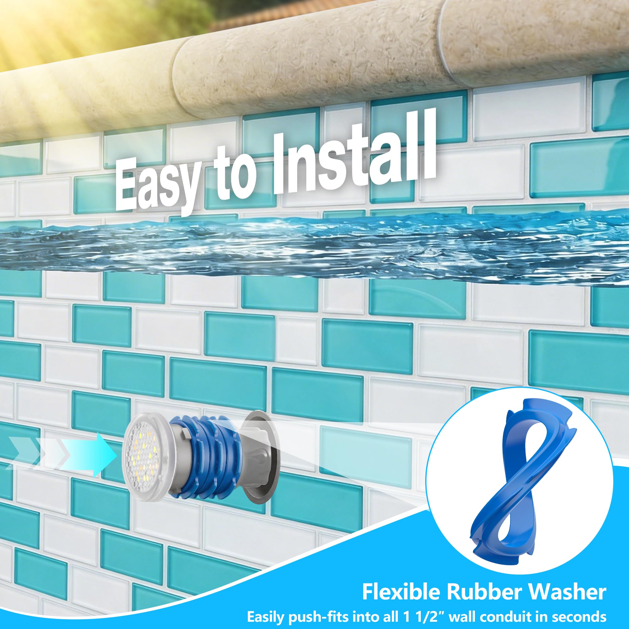 Mini Projecteur Piscine Vissable avec Filetage 1,5", 6W RGB Spot LED Piscine Multicolore avec Télécommande, Ø49mm, 12V AC Étanche IP68 Lampe Fixer sur Prise Balai pour Piscines Béton, Lot de 4 - 4