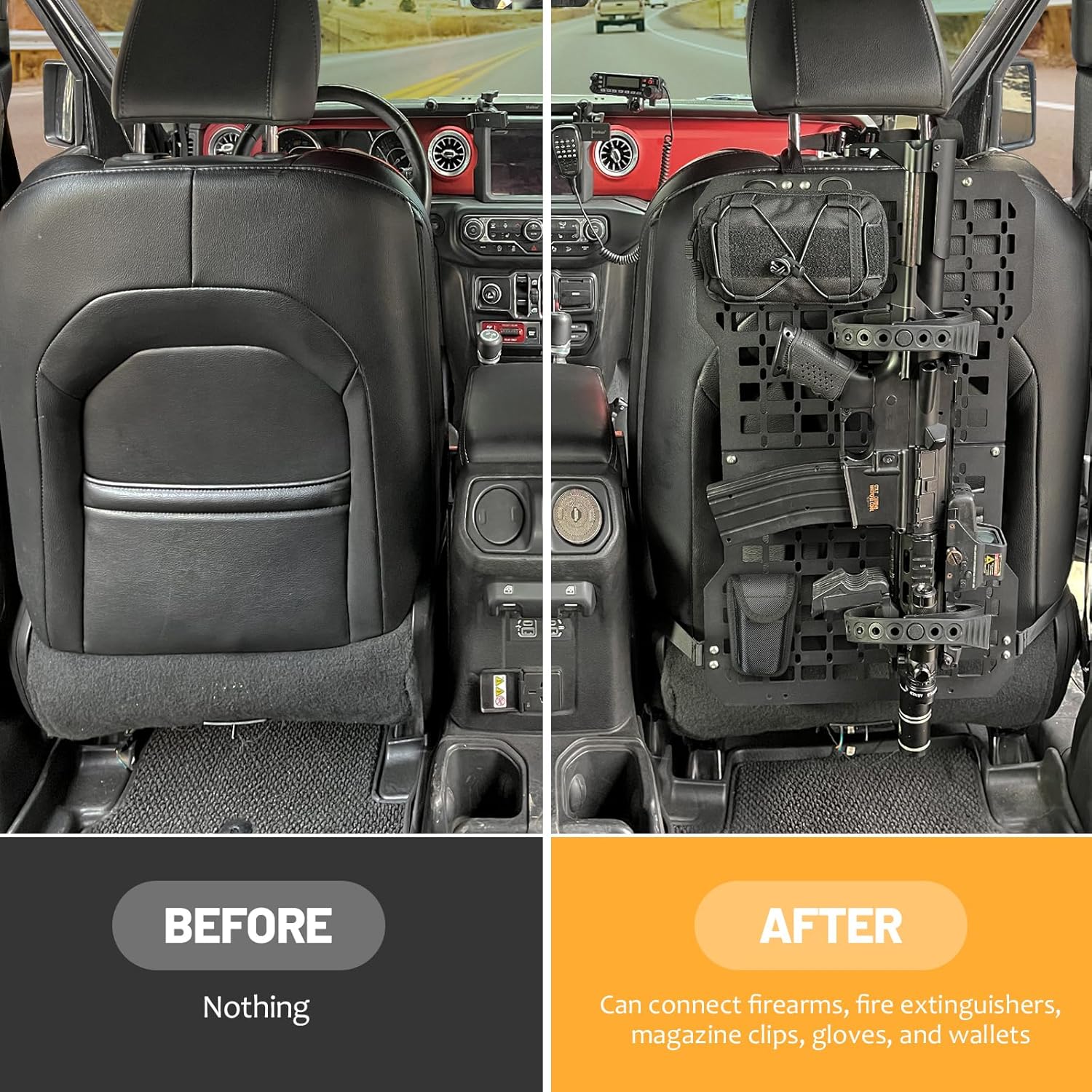 Truck Gun Rack Molle Seat Back Organizer Gun Holder Molle Panel for Vehicles Tactical Truck Mount Panels