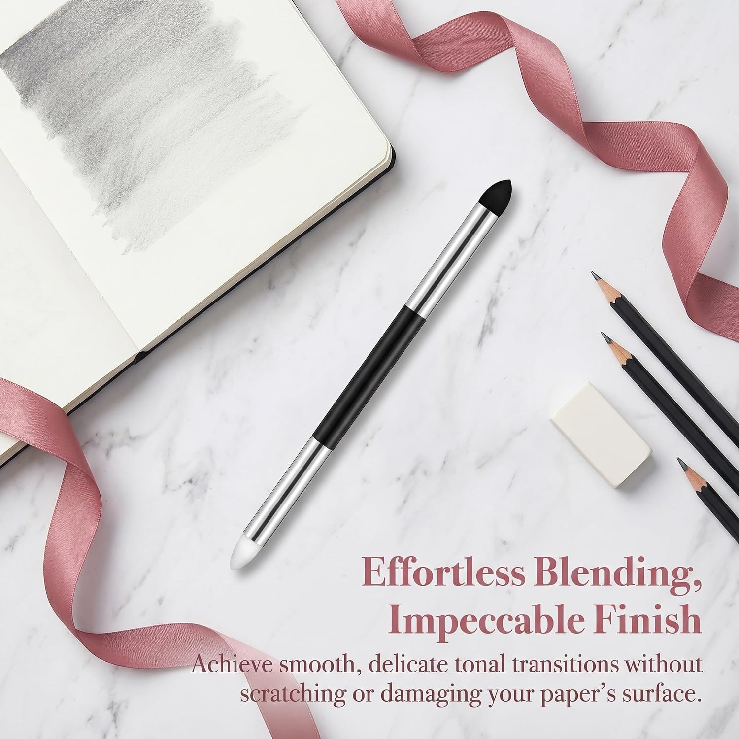 jojofuny 10pcs Blending Sponge Pen - Double Headed Sketch Rubbing - Reusable Blending Stump - Drawing Art Blenders for Artist Professional Sketch Drawing Lightening
