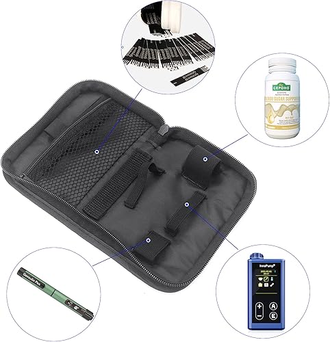 Miniatura 2 de Hooshion Kit de estuche organizador para diabéticos, kit de prueba de diabetes, bolsa de almacenamiento para medidor de glucosa en sangre, estuche