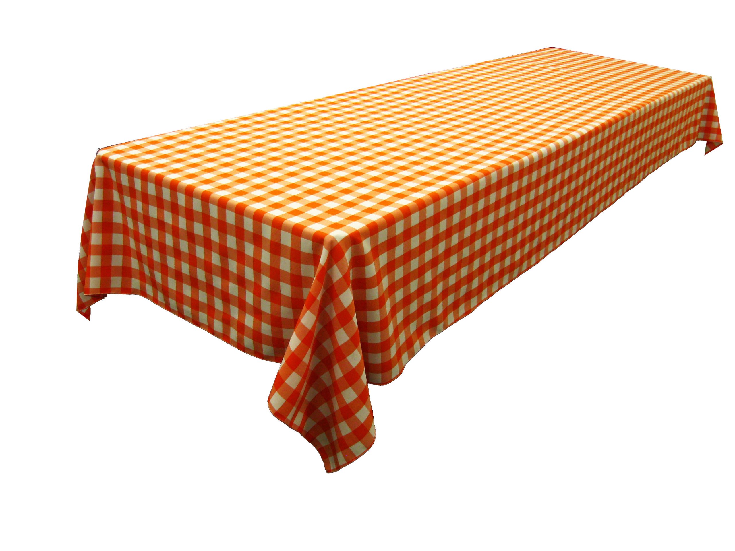 LA Linen Polyester Gingham Checkered Rectangular Tablecloth, White/Orange, 60" x 84"