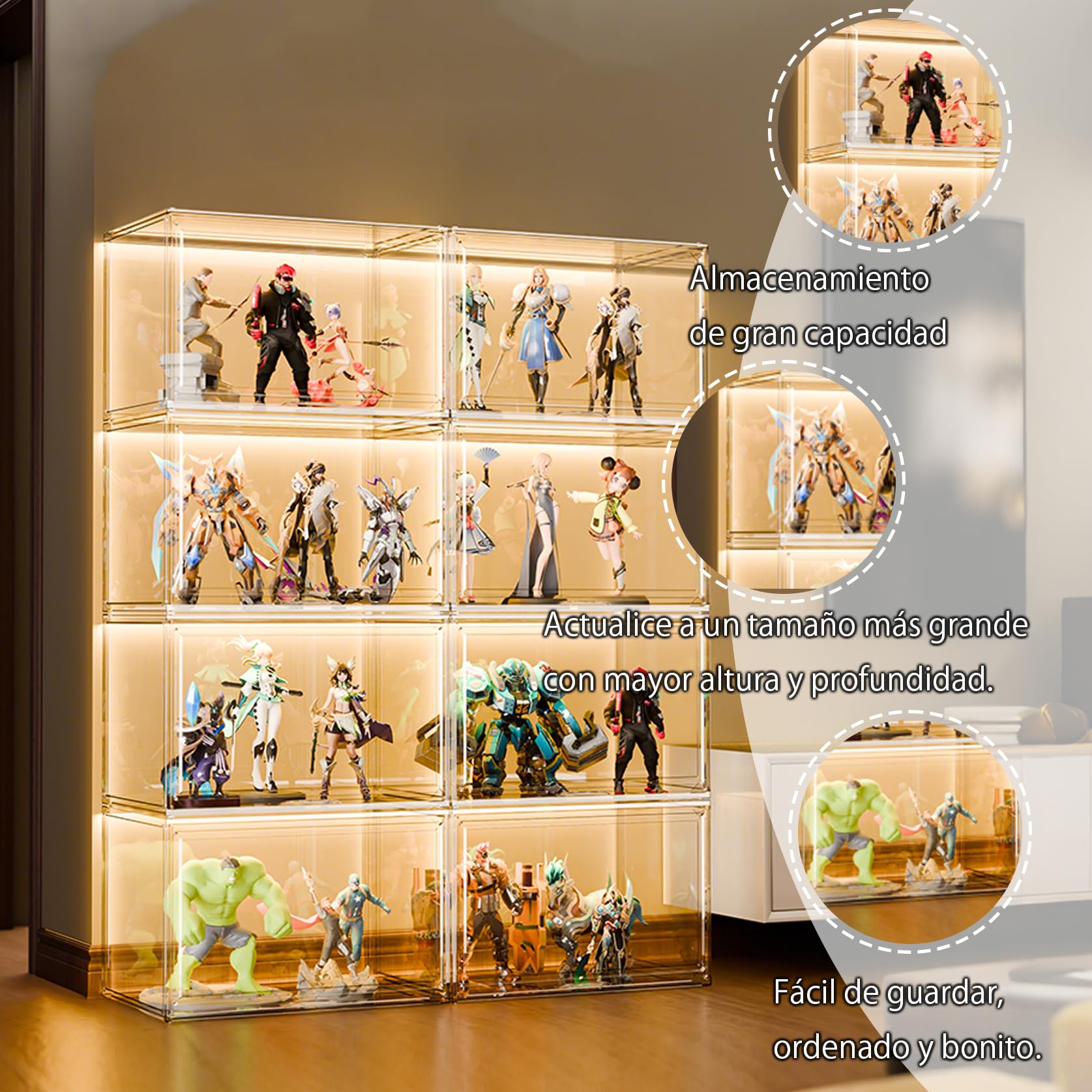 Vetrina in acrilico,Vitrina para Colecciones,Expositor Metacrilato,esign con Porta Flip Top Grande capacità di archiviazione facile da installare.