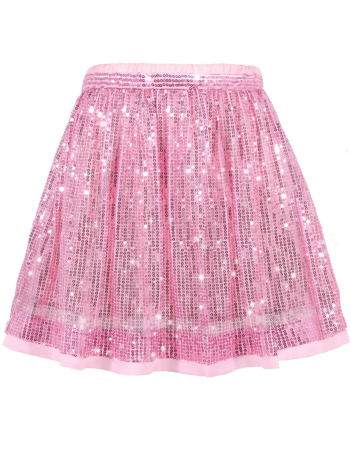 Pailletten Rock Mädchen Glitzer Rock Kinder A-Linie Glitzerrock Disco Outfit für Festlich Party 5–14 Jahres