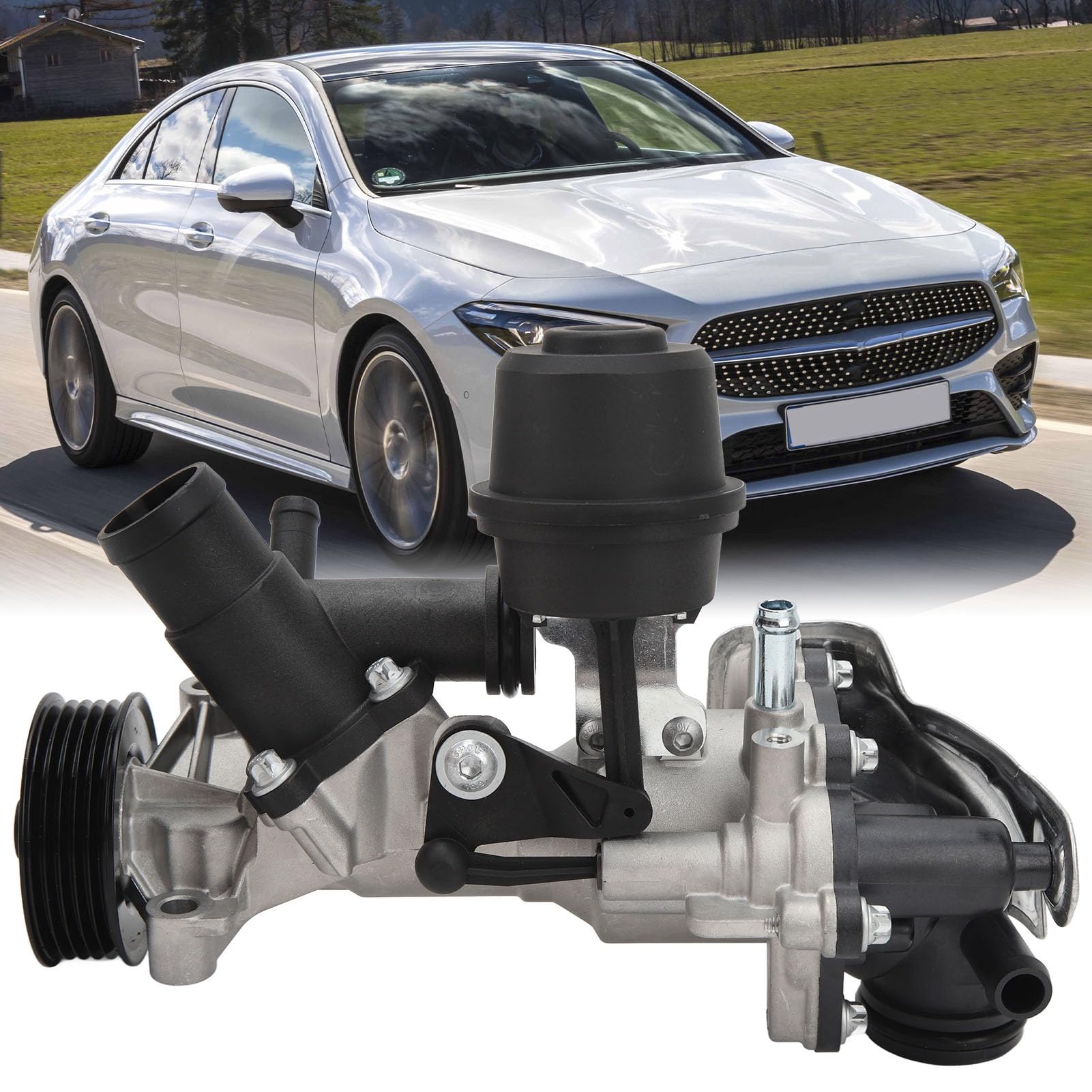 Generic Pompa Wodna Silnika Aluminiowa Pompa Wody Chłodzącej OE A2702000800 Zamiennik dla A KLASA B KLASA CLA Coupe GLA 2011 do 2019 Dopasowanie Układu Chłodzenia