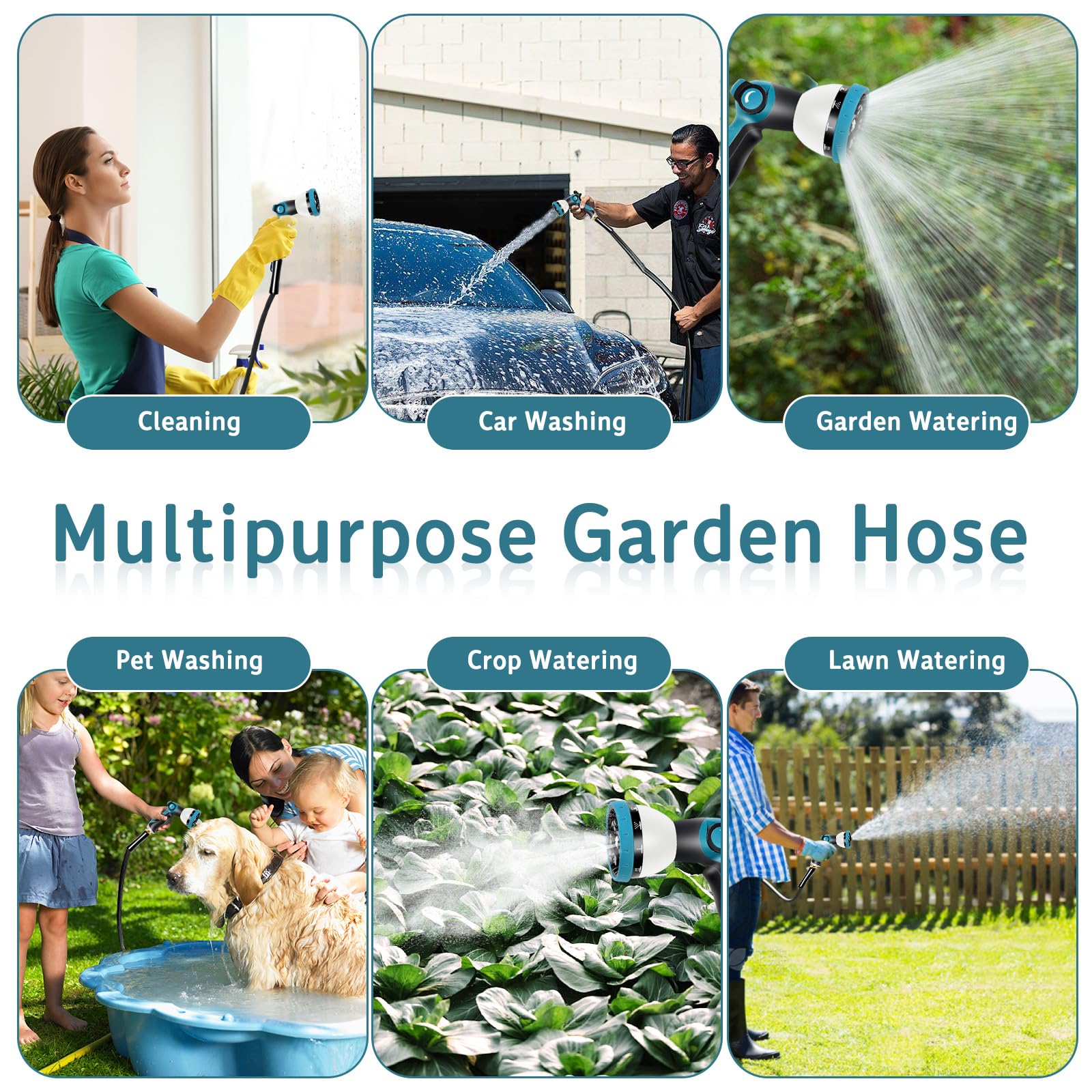 Tubo da giardino, leggero, ultra flessibile, durevole, antipiega (15,2 m)