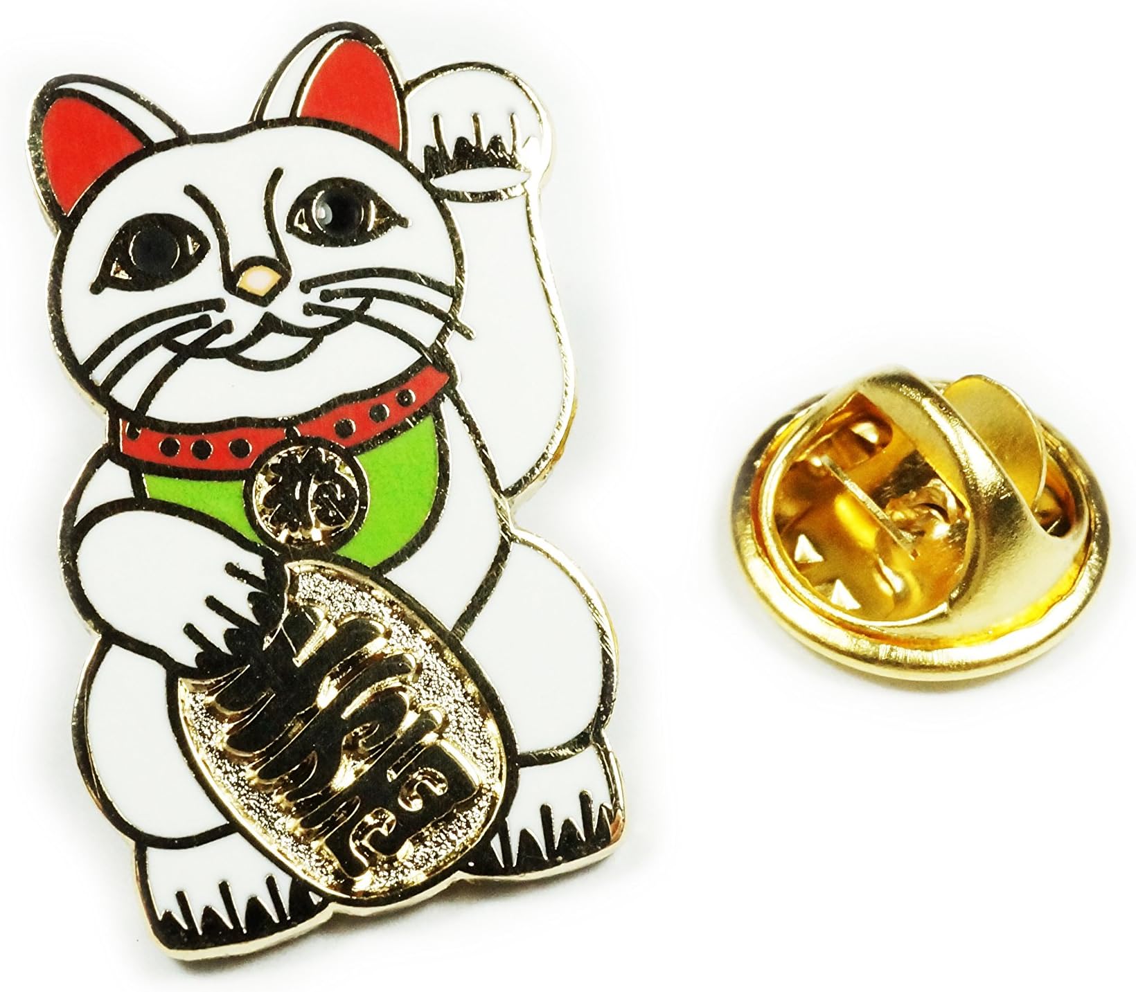 Lucky Charm CollectiblesManeki Neko Lucky Cat Japanese Talisman Jacket Hat Vest Suit Tie Lapel Pin