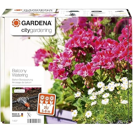 Gardena city gardening Balkon Bewässerung: Vollautomatisches Blumenkastenbewässerungs-Set, für bis zu 6 m Balkonkästen, 14 Programme (1407-20)