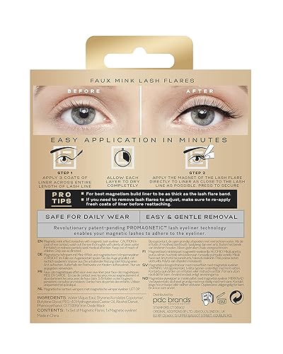 Miniatura 2 de Eylure PROMAGNETIC - Kit de delineador de ojos magnético y pestañas postizas, destellos de visón sintético, medio y largo, no necesita pegamento