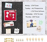 Vista 15 de Tablero de anuncios, pizarra blanca de fieltro para oficina, escuela, cocina, dormitorio, marco de madera blanca, 10.2 x 14.2 pulgadas, pizarra