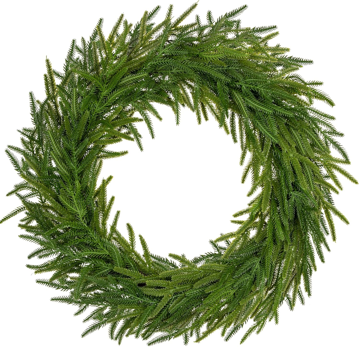 Hollyone 14\" Real Touch Norfolk Pine Wreath for Front Door Large Artificial Winter Pine Plant Greenery Christmas Wreath for Front Door Window Walls Xmas Decor Indoor Outdoor Home Decoration 14\" Wreath