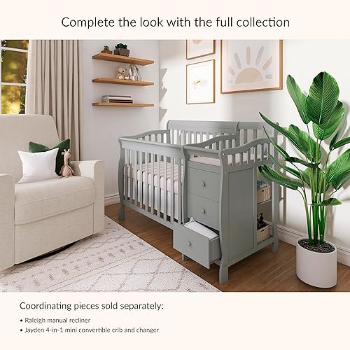 Miniatura 8 de Dream On Me Jayden - Mini cuna convertible 4 en 1 para bebé con cambiador y almacenamiento en Seagrass, madera de pino, GreenGuard Gold y JPMA