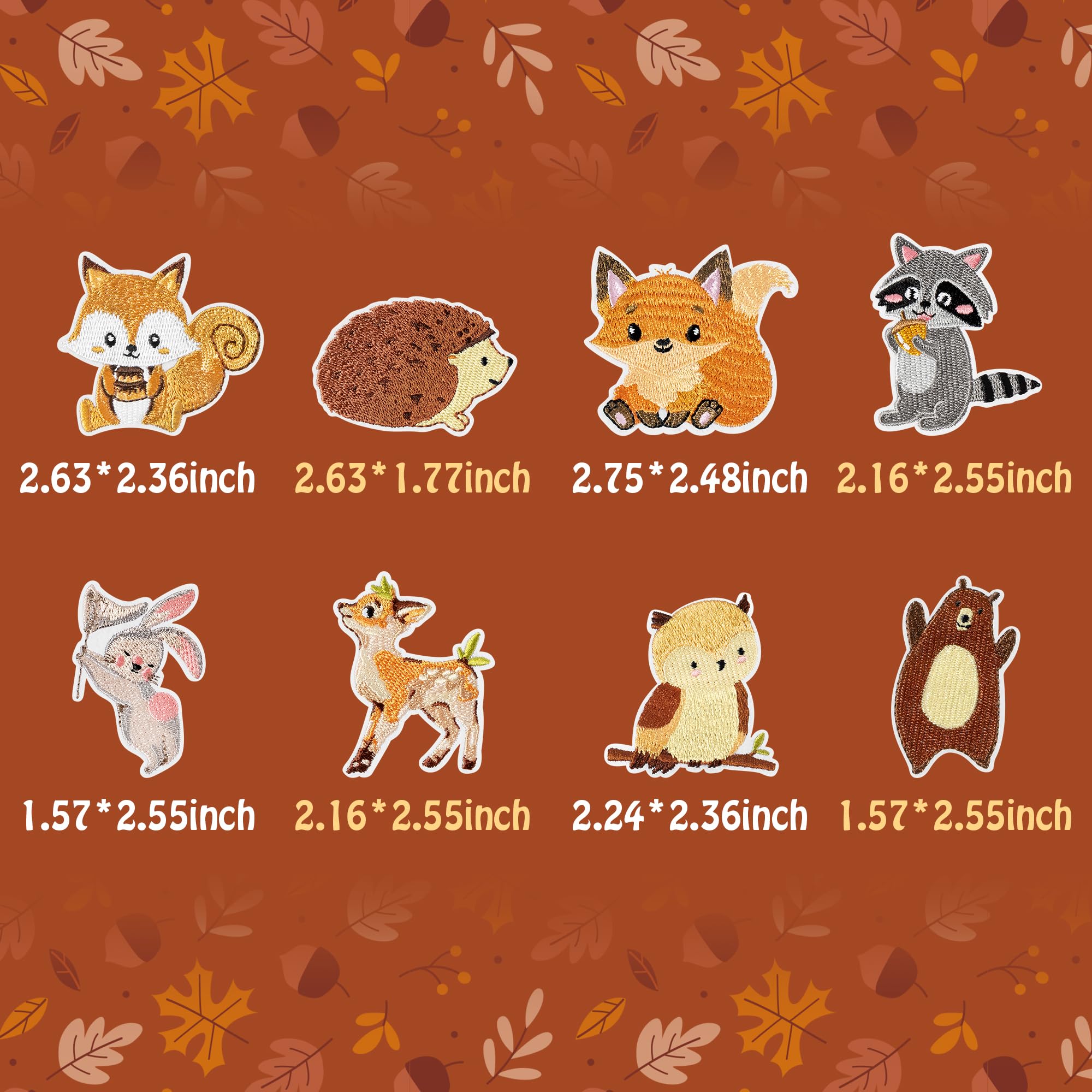 8 parches para planchar con diseño de animales del bosque, zorro, ardilla, mapache, erizo, coser, reparación, apliques bordados, safari, selva, baby shower, criatura del bosque, manualidades, regalo