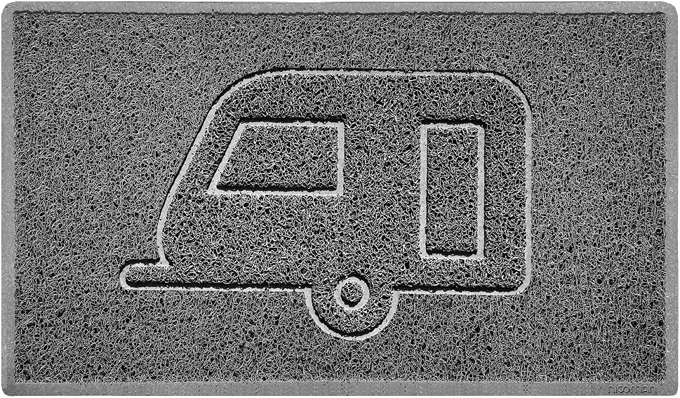Nicoman CARAVAN Embossed Shape Door Mat Dirt-Trapper Jet-Washable Doormat-(Use Outdoor ONLY)- (75x44cm/29.5x17.3inches, Medium) Grey