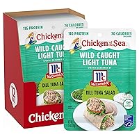 Vista 13 de Chicken of the Sea Atún ligero capturado en agua de manantial, paquetes de 2.5 onzas, 12 unidades, atún alto en proteínas 100% en agua, comidas