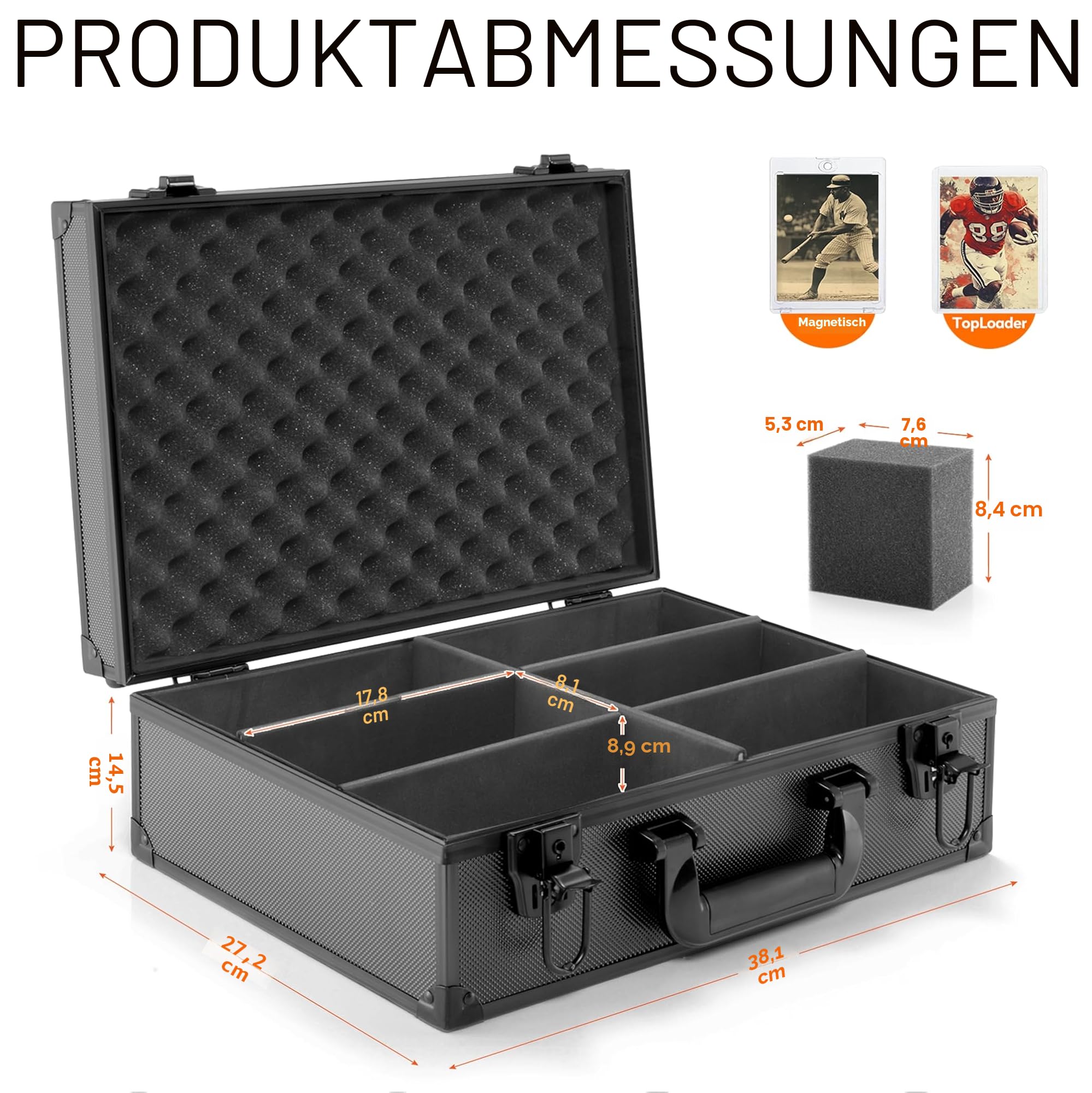 Top Loader Aufbewahrungsbox, Karten Aufbewahrungsbox für Graded Card, Sammelkarten Case für 600+ Top Loaders oder 130+ 35pt One Touch