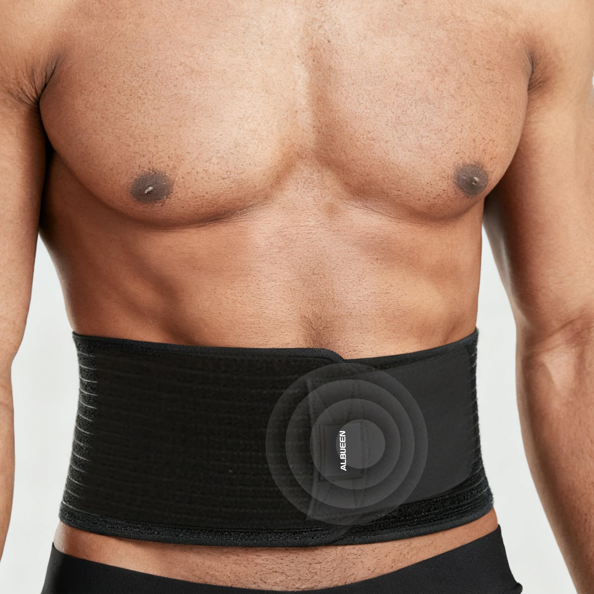 Umbilical Hernia Belt for Men and Women,Abdominal Support Binder with 2 Compression Pads for Navel Ventral Epigastric Incisional and Belly Button Hernias Surgery Prevention Aid(Black XXL)