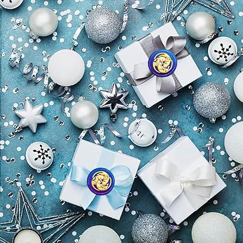 Miniatura 4 de CRASPIRE Sello de cera para gatos, diseño de sol, luna, tres gatos, sello de cobre, 1.181 in, cabeza de sello de latón extraíble retro con mango de