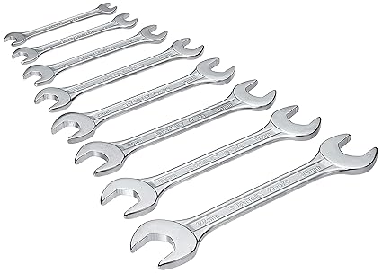 STANLEY 70-379E 8-piece Matte Finish Chrome Vanadium Steel Double Open-End Spanner Set with Maxi-Drive System, Anti-Slip & Anti-Corrosion properties, GREY