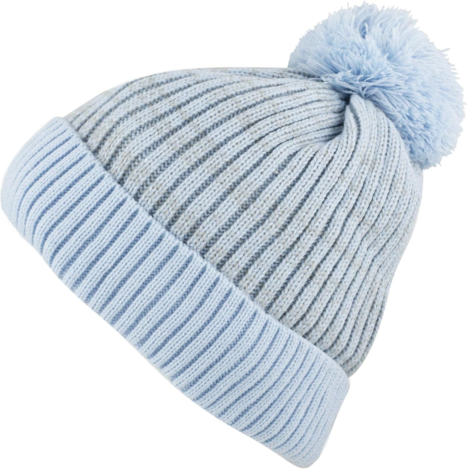 Kids Knit Daily Pom Beanie Hat with Thick Fleece Lining for Boys and Girls Versatile Winter Warm Cozy Skull Hats for Children