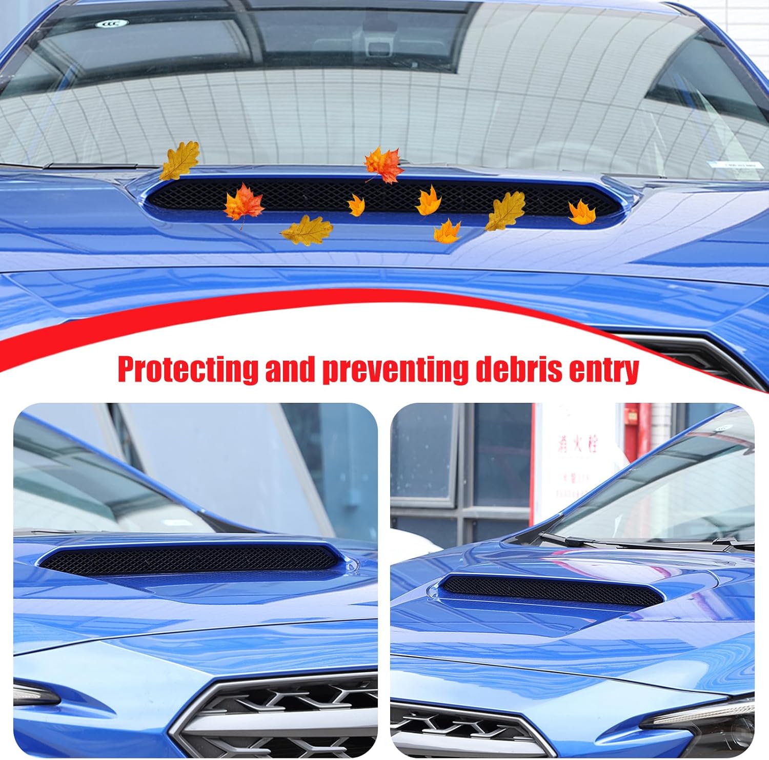 Yinanlutos Hood Air Vent Cover Trim Compatible With Subaru WRX 2022 2023 2024 2025 Accessories Stainless Steel Front Engine Hood Scoop Grille Grille Cover Trim 1PCS (Black)