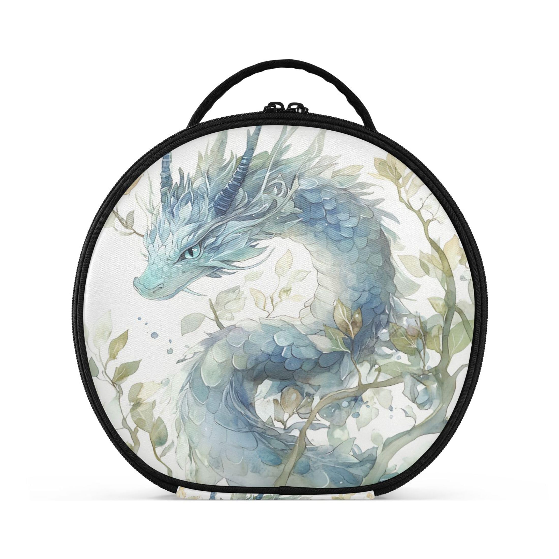 Takiito Blue Green Dragon Foliage Travel Makeup Case Portable Makeup Box Artist Cosmetic Case Organizer With Adjustable Dividers