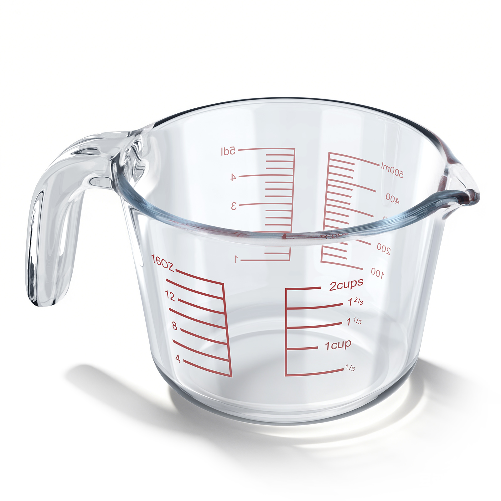 Vaso medidor de vidrio borosilicato 500 ml con asa miniatura 7