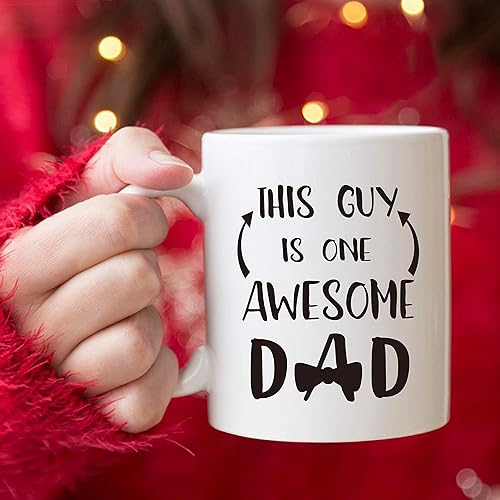Miniatura 4 de Regalos de Navidad divertidos taza de café para papá de hija, hijo o niño, This Guy Is One Awesome Dad, tazas de cerámica novedosas de 11 onzas para