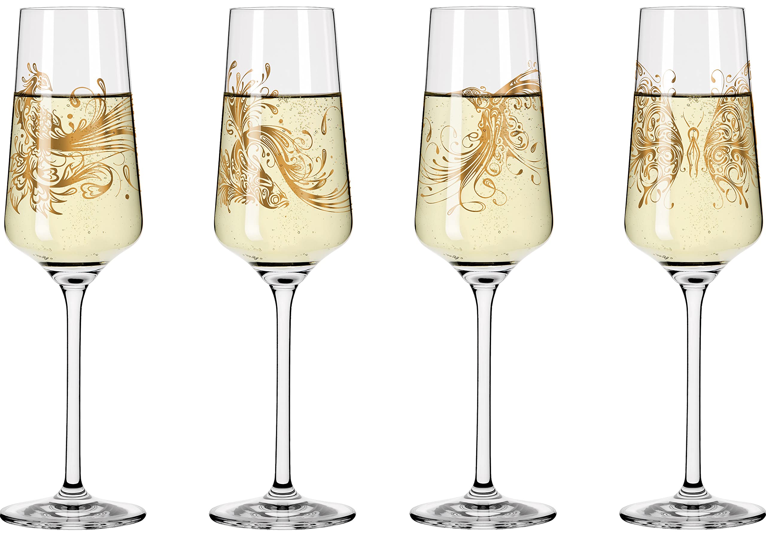 Dekomiro Ritzenhoff 4er Set Roséhauch Prosecco #1 + #2 mit Glasreinigungstuch
