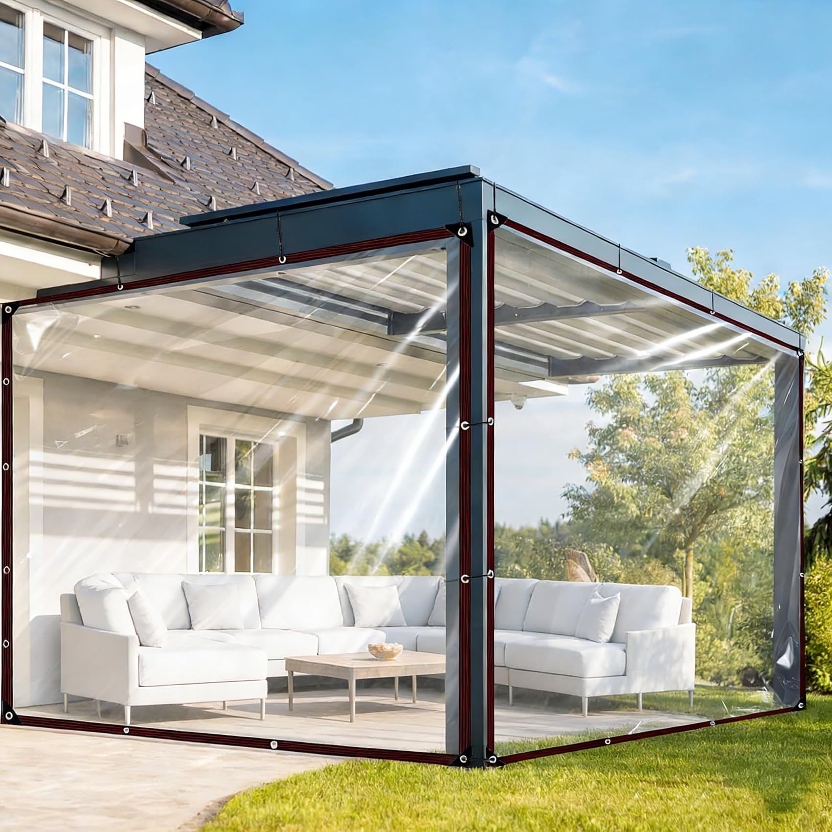 Lona transparente impermeable de alta resistencia PVC grueso toldo de exterior
