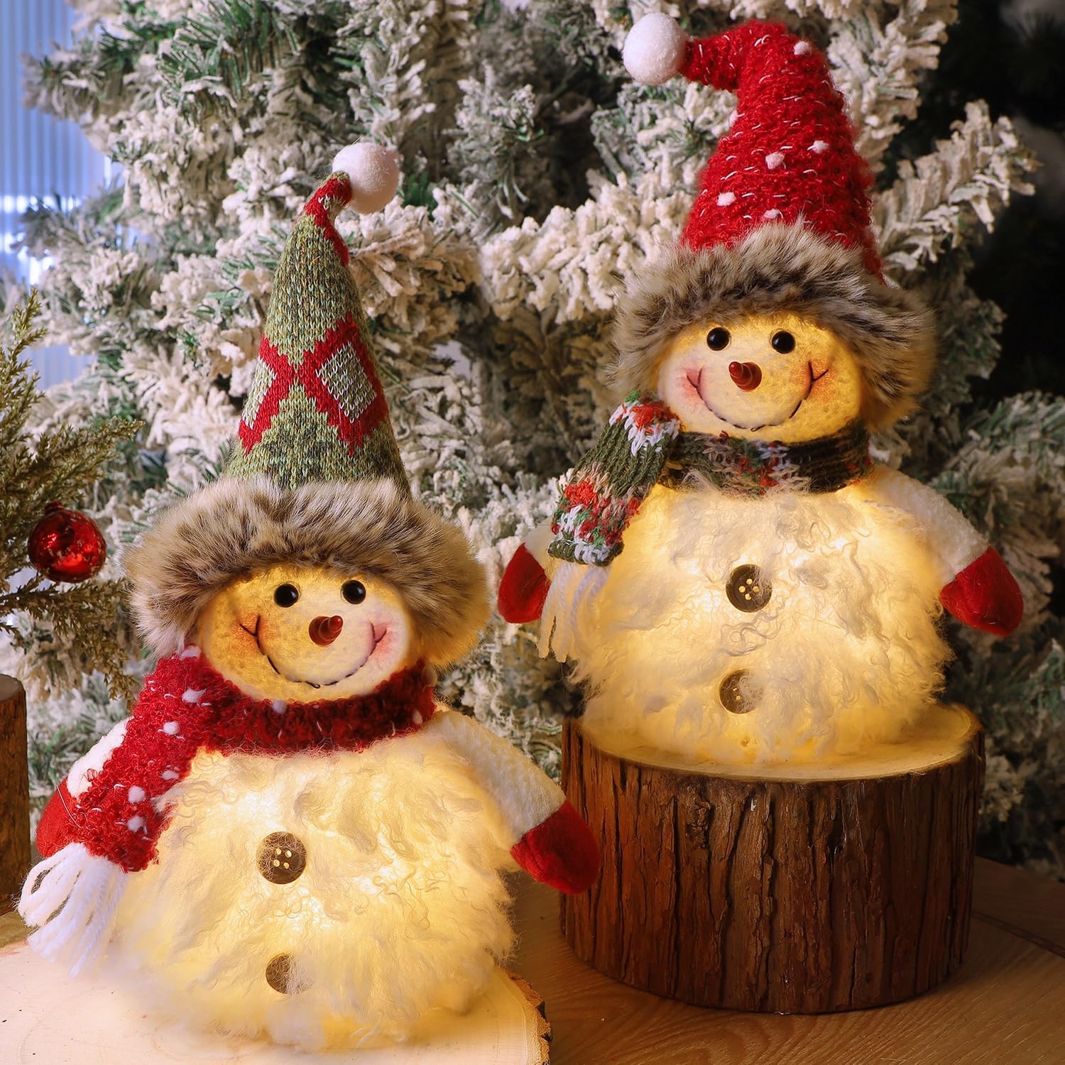 Juegoal 2 Pack Christmas Table Decorations, 10 Inch Lighted Plush Snowmen Figurines, Light Up Snowman Holiday Present, Battery Operated Xmas Gifts Tabletop Ornaments Dinner Party Supplies, Brown Brim Juegoal 2 Pack Christmas Table Decorations, 10 Inch Lighted Plush Snowmen Figurines, Light Up Snowman Holiday Present, Battery Operated Xmas Gifts Tabletop Ornaments Dinner Party Supplies, Brown Brim
