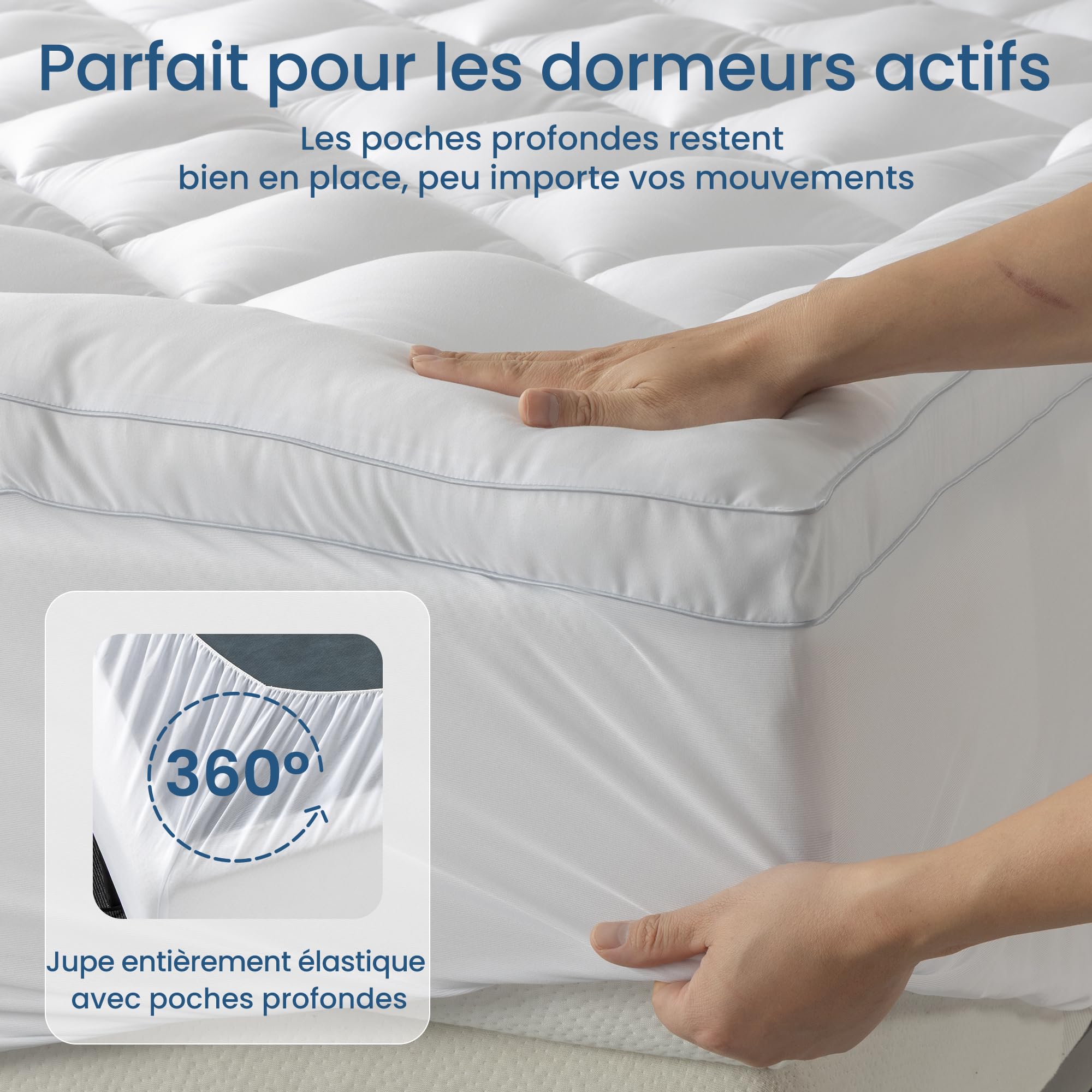 BedStory Surmatelas 140 x 190cm Blanc, surmatelas Ultra-Doux avec Poches Profondes, protège-Matelas Lavable en Machine, adapté aux Matelas jusqu'à 40 cm d'épaisseur